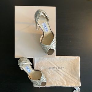 Jimmy Choo Kafta Glitter Fabric Champagne
